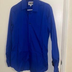 💜1MX Express extra slim fit Mens long sleeve Button Up shirt